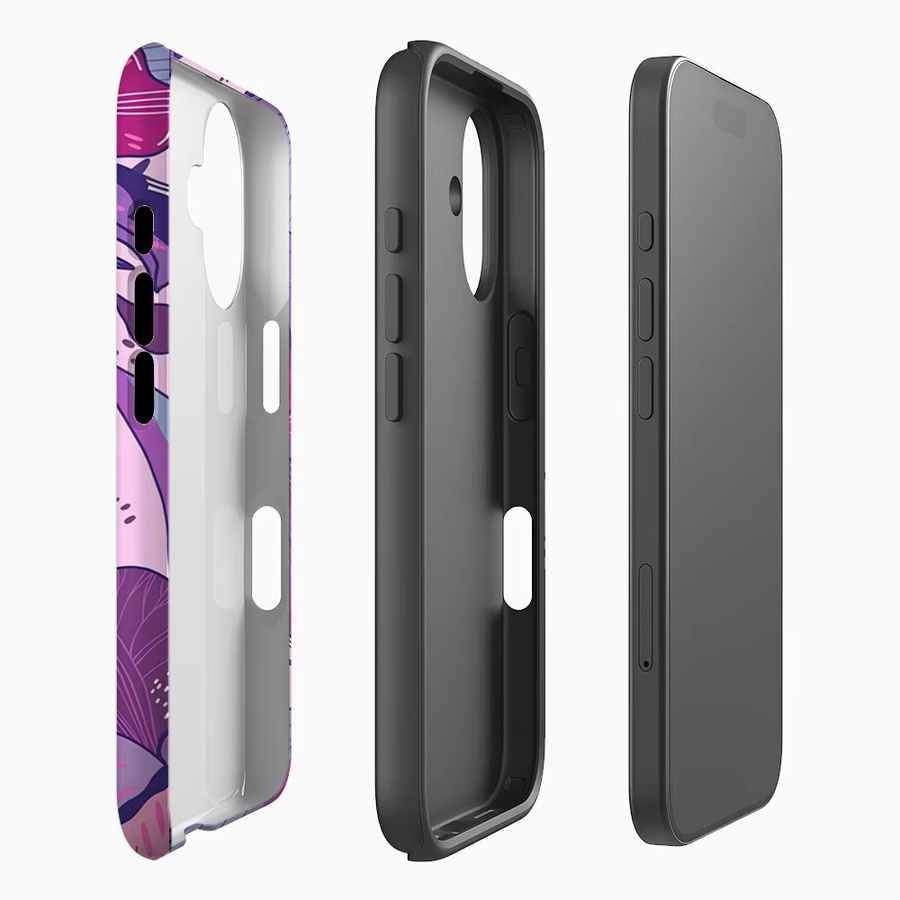 Handyhülle Floral Fantasy in Lila und Pink für Apple iPhone 17 16 15 14 13 12 11 Pro Max Plus mit doppelschichtiger Rückseite - Bild 2
