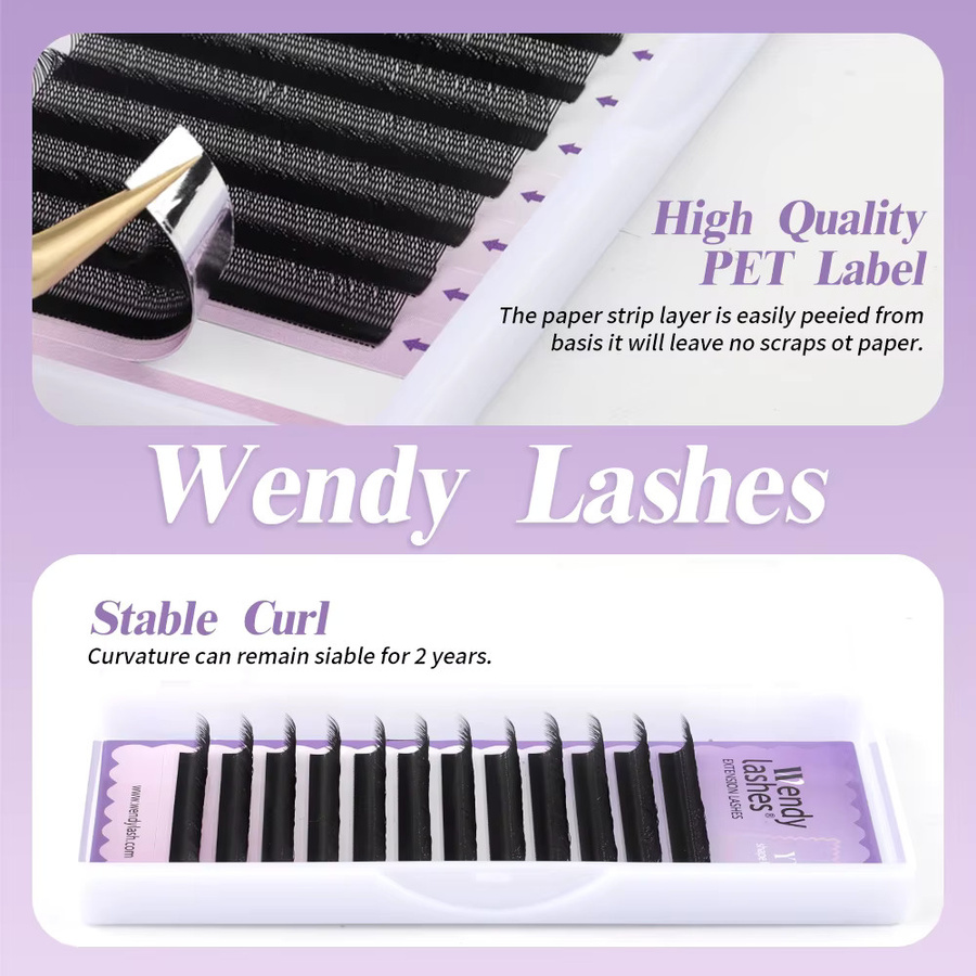 Wendy Lashes Wimpernverlängerung 2D/3D YY-Form, Schwarz Braun, C/D-Locken - Bild 3