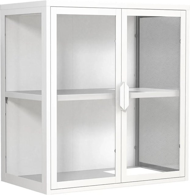 ebuy24 FlokasVS Vitrinenschrank Wandhängend mit 2 Glastüren in Weiß - Bild 1
