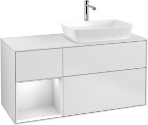 V&B Waschtischunterschrank Finion mit Wandbeleuchtung, Farbe Weiß Lack, Breite: 120 cm, Tiefe: 50,1 cm, Höhe: 50,1 cm - Bild 1