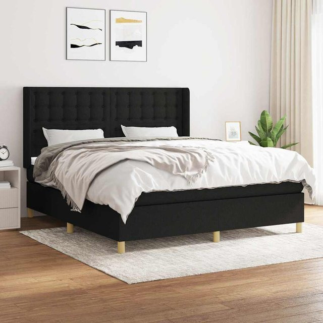 vidaXL Boxspringbett mit Matratze Hybrid-Design in Schwarz aus Stoff, B/T/H: 160 x 200 x 128 cm - Bild 3