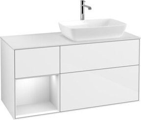 V&B Waschtischunterschrank Finion mit Wandbeleuchtung, Farbe Weiß lackiert, Breite: 120 cm, Tiefe: 50,1 cm, Höhe: 50,1 cm - Bild 1