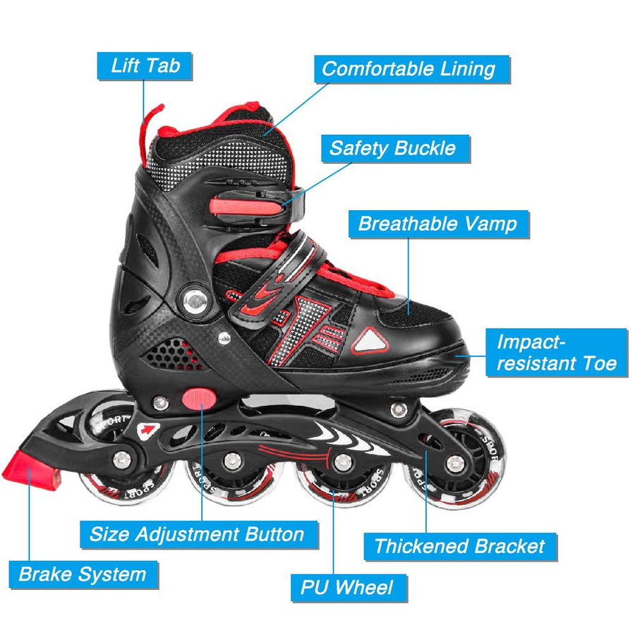 aimo Inline-Skates verstellbar mit leuchtenden Rädern blau S 31-34 - Bild 1