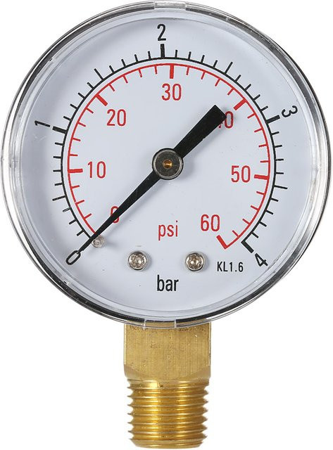 YOUTHINK Poolfilter Manometer mit 1/4 Zoll NPT-Gewinde und 50 mm Anzeige für Wasserdruck und hydraulische Montage - Bild 1