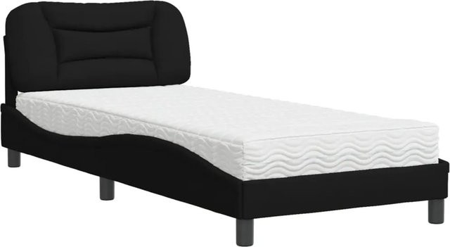 vidaXL Bett Hvar mit Matratze Schwarz aus Stoff und Kiefernholz B/T/H: 90 x 200 cm - Bild 1