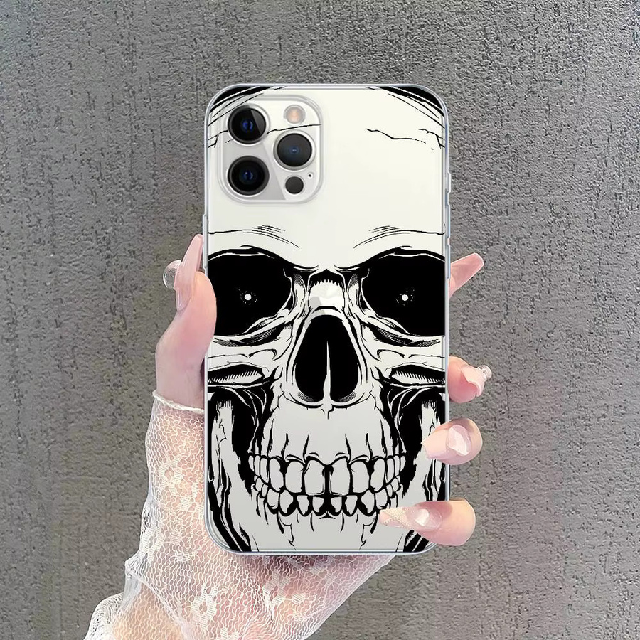 Apple iPhone Schutzhülle mit Totenkopf-Horror-Muster und Laser-Effekt für verschiedene Modelle - Bild 2