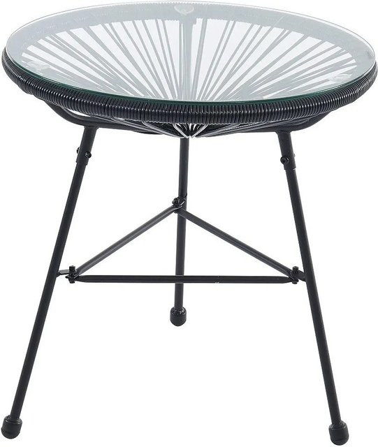 MYLIA Gartenbeistelltisch Alios aus Polyrattan in Schwarz, Durchmesser: 50 cm - Bild 1