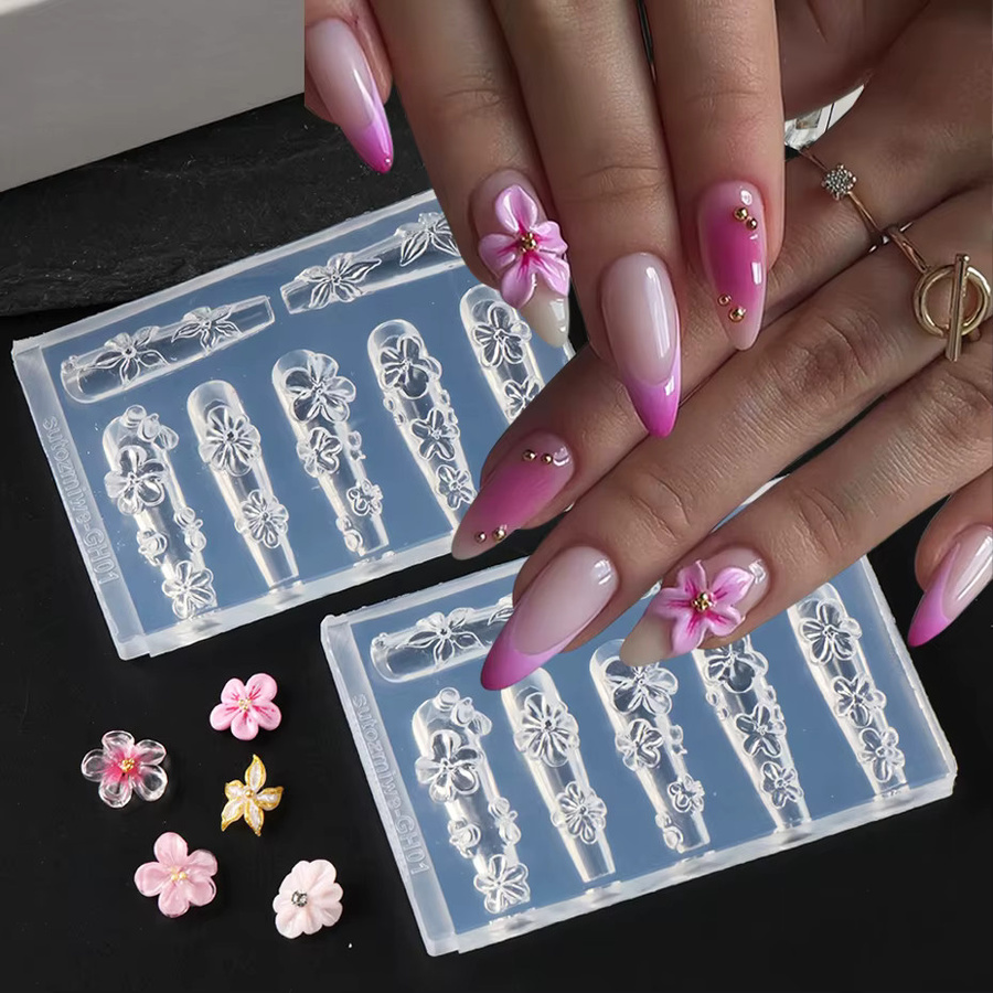 Full Beauty Blüten 3D-Nagel-Silikonform, Nagelkunst-Druckschablonen, Unisex - Bild 2