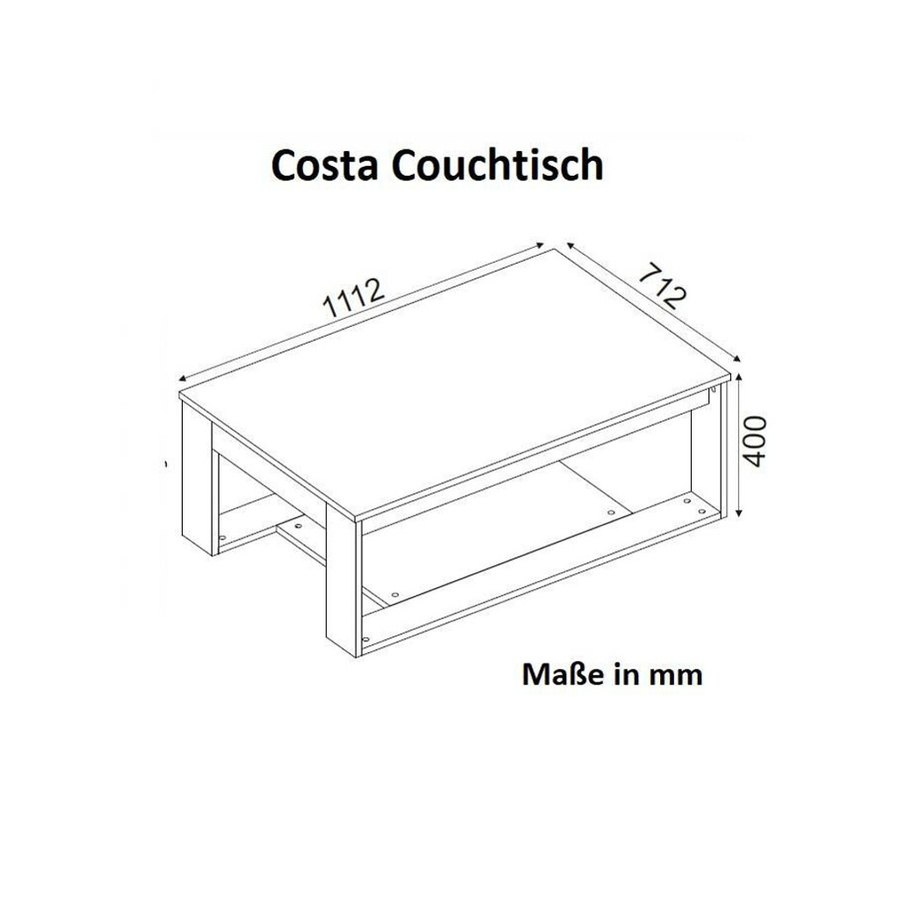 Couchtisch Costa in Eiche Nachbildung, Modern, Braun, B/H/T: 111 x 71 x 40 cm - Bild 4