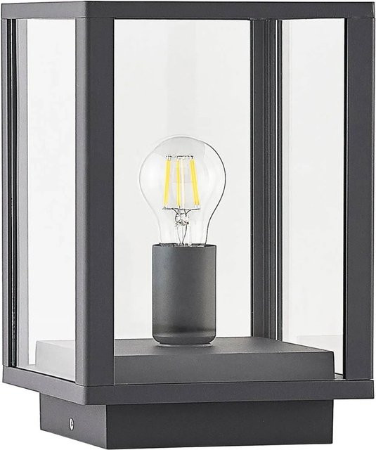 Lindby Außenleuchte Giavanna Modern Schwarz aus Aluminium und Glas, 1-flammig E27, IP44, H: 29,0 cm, B: 20,0 cm, T: 20,0 cm - Bild 1