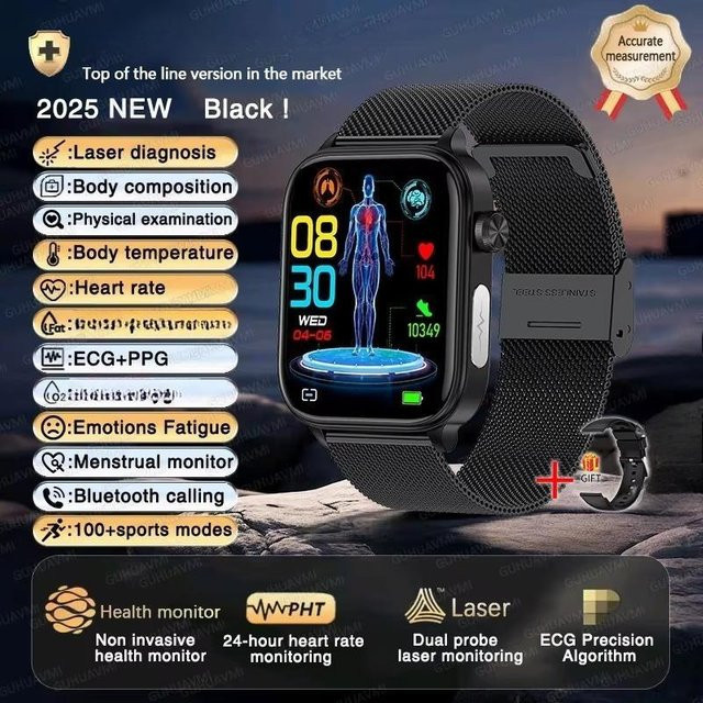 ZODVBOZ Smartwatch, Edelstahl, Schwarz, Unisex - Bild 1
