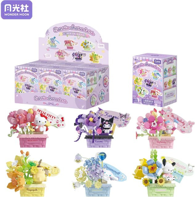 Sanrio Hello Kitty Kuromi Blumenkorb Topf-Bonsai-Modell, Bausteine - Bild 1
