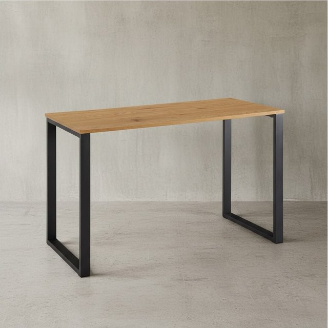 KADIMA DESIGN Schreibtisch Eiche in Braun mit robusten Metallbeinen, B/T/H: 120 x 60 x 76 cm - Bild 1
