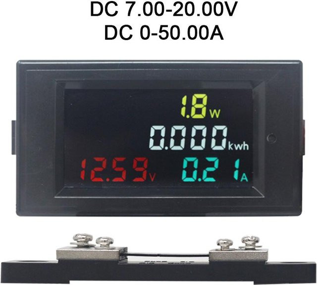 KETOTEK Leistungsmesser White mit 50A Shunt als genaues Voltmeter Amperemeter und Energiezähler für Spannung, Strom, Watt und kWh - Bild 1