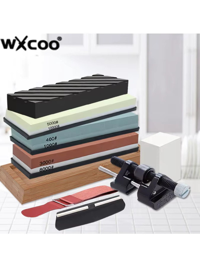 WXCOO Professionelles Messer Schärfset mit Winkelguide und Schleifsteinen 3000/8000 Grit in Multicolor - Bild 5