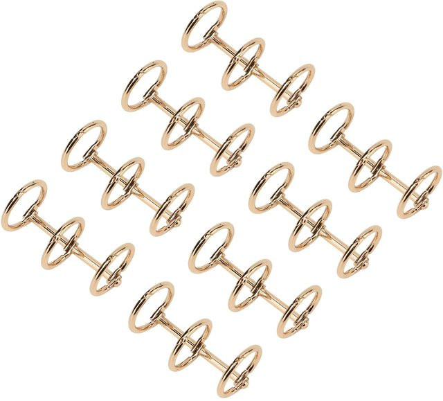 GoolRC Wiederverwendbare Binder Ringe aus Metall mit 3 Löchern in Gold für DIY Papierbindungen - Bild 1