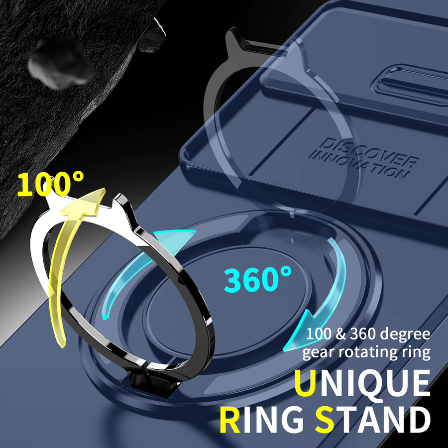 Magnetische Handyhülle für Google Pixel 10 Pro XL 9 8 7 mit 360 Grad drehbarem Ringhalter und Kameraschutz in Gelb oder Blau - Bild 3