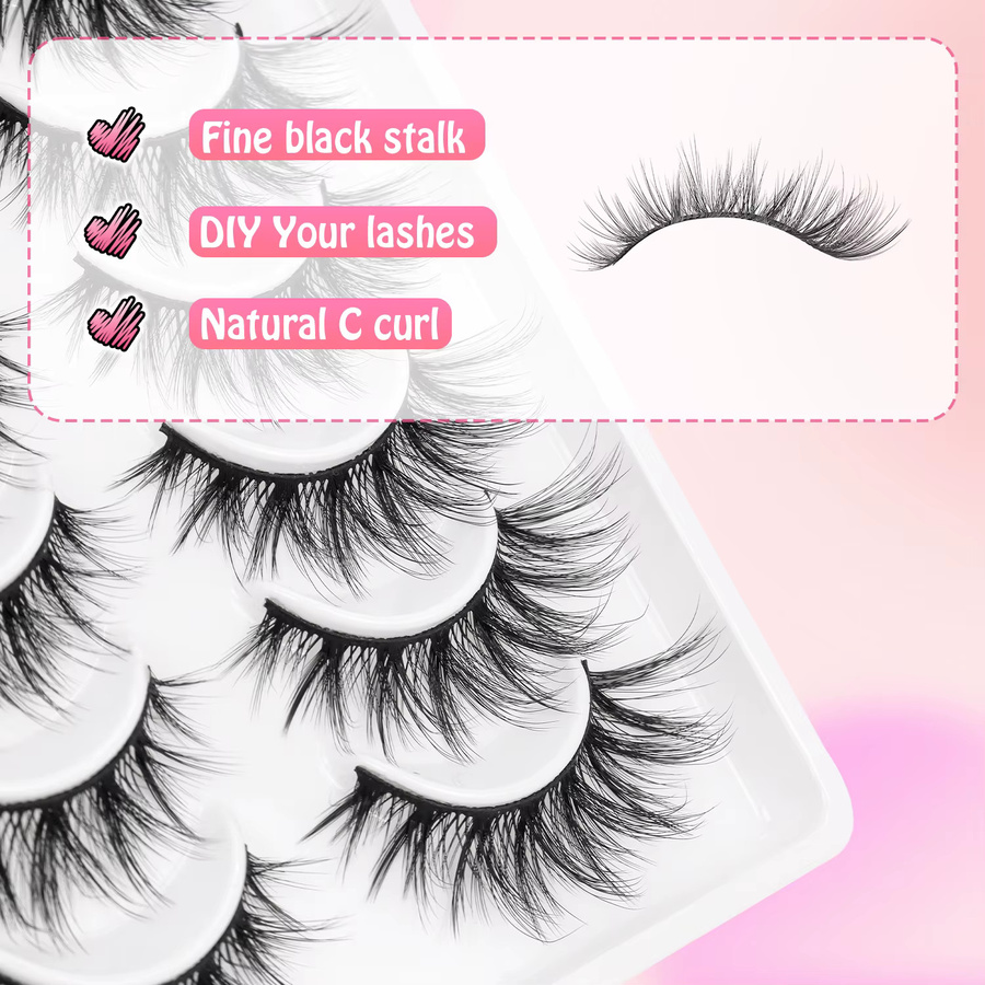 Batownly Künstliche Wimpern, natürlich, Black, 7 Paar - Bild 3