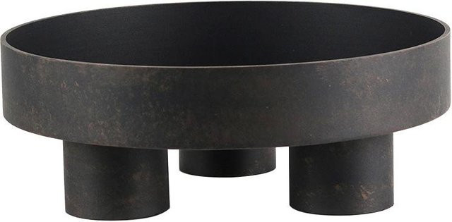 Nordische runde Metall-Fruchtschale mit Dreibein als Dekoration für Wohnzimmer und Esszimmer, Durchmesser: 35 cm, Höhe: 13 cm - Bild 1