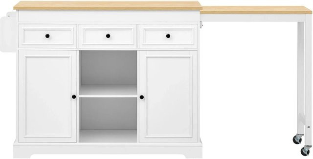 Merax Kücheninsel aus MDF in Weiß, ausziehbar mit Rollen, B/T/H: 120 x 60 x 92 cm - Bild 1