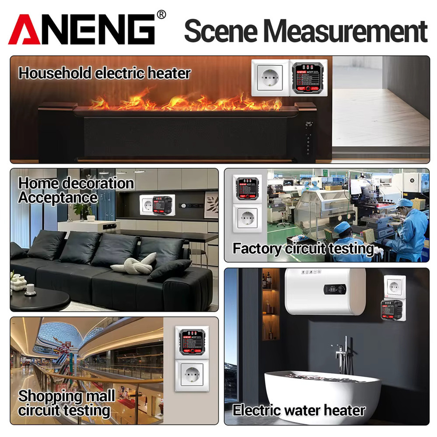 ANENG AC27 Intelligenter Spannungs-Steckdosentester für Erdungs-, Null-, Polaritäts- und Phasenprüfung mit EU/US-Stecker - Bild 5