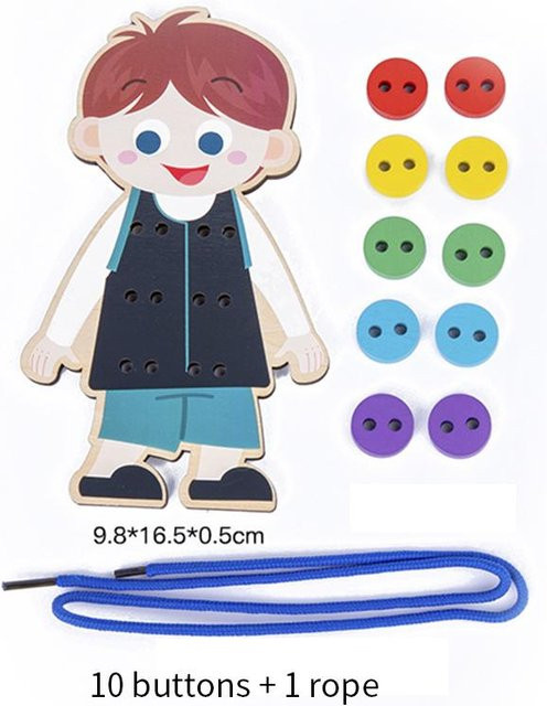 Kinderspielzeug zum Auffädeln, Holz, Montessori, ab 3 Jahre - Bild 1