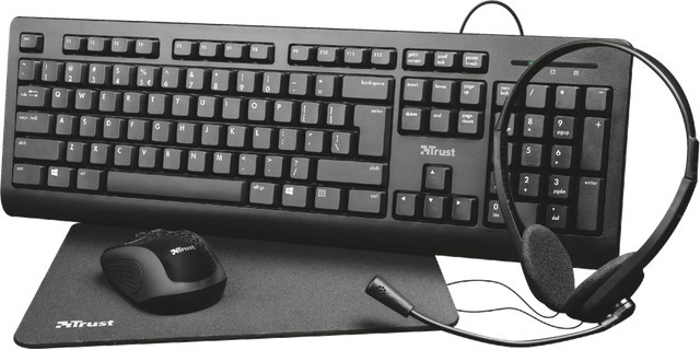 Trust Primo 4-in-1 Home Office Set in Schwarz mit USB-A Anschluss - Bild 1