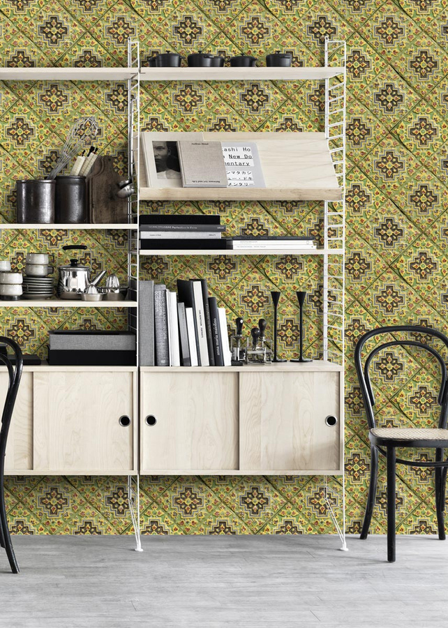 MINDTHEGAP Tapete Italian Tile WP20103 mit geometrischem mediterranem Design in Gelb, Grün und Multicolour, Vlies-Tapete - Bild 1