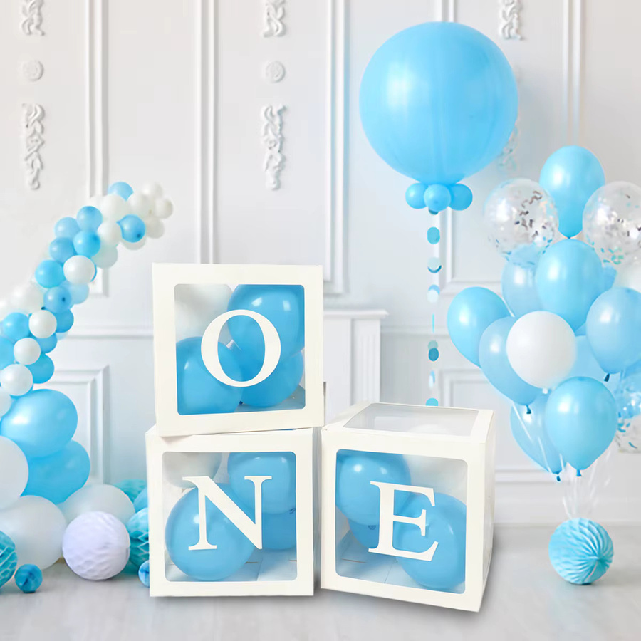 QIFU Buchstaben-Ballonbox für den ersten Geburtstag in Blau - Bild 2