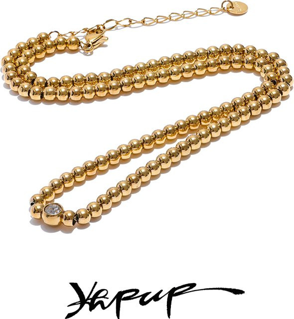 Yhpup Perlenkette, Edelstahl, Gold, Unisex - Bild 1