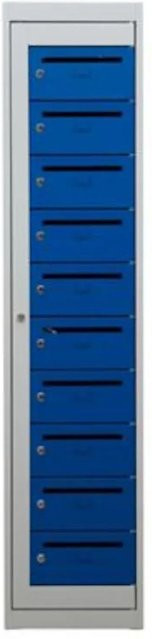 PROREGAL Postverteilerschrank Crane mit Scharniertüren aus Stahl in Grau-Blau, H x B x T: 180 x 40 x 50 cm - Bild 1