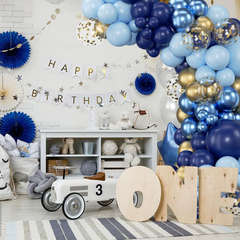 152-teiliges Latex-Ballon-Set in Blau und Gold für deine Geburtstags-, Hochzeits- oder Valentinstags-Dekoration - Bild 3
