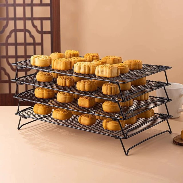 Quadratisches Chiffon-Kuchenkühlregal aus Mesh als zusammenklappbares Brotregal und Lebensmitteltrocknungsnetz in Schwarz - Bild 1