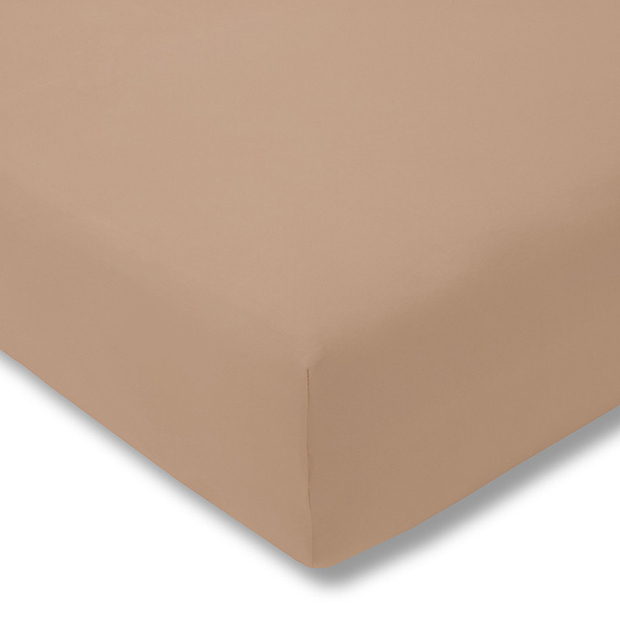 Estella Spannbetttuch aus Feinjersey in Beige und Braun, B/T: 150 x 200 cm - Bild 1