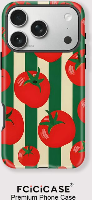 Fcicicase MagSafe Handyhülle mit Tomatenmuster für iPhone 12 13 14 15 16 17 Pro Max Plus Air, 2-in-1 Magnetisches Etui, Multicolour - Bild 1