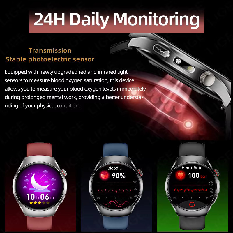 LIGE Smartwatch, Blau, Silikon, Bluetooth, Rund - Bild 5