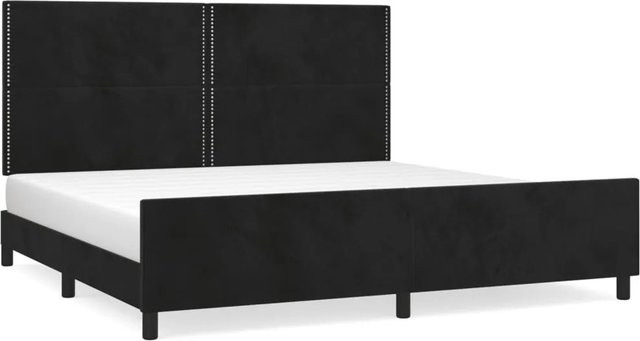vidaXL Bettgestell mit Kopfteil aus Samt in Schwarz, B/T/H: 200 x 200 x 128 cm - Bild 1