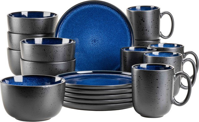 Mäser Niara Frühstücksset aus Steinzeug, 18-teilig, Schwarz - Bild 1