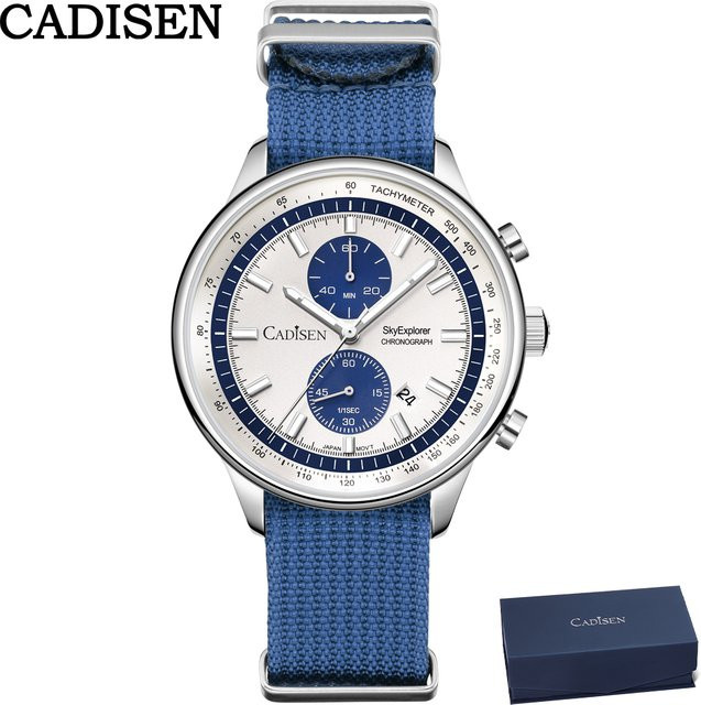 CADISEN Armbanduhr Chronograph, Quarz, Edelstahl, Textil, Herren - Bild 1