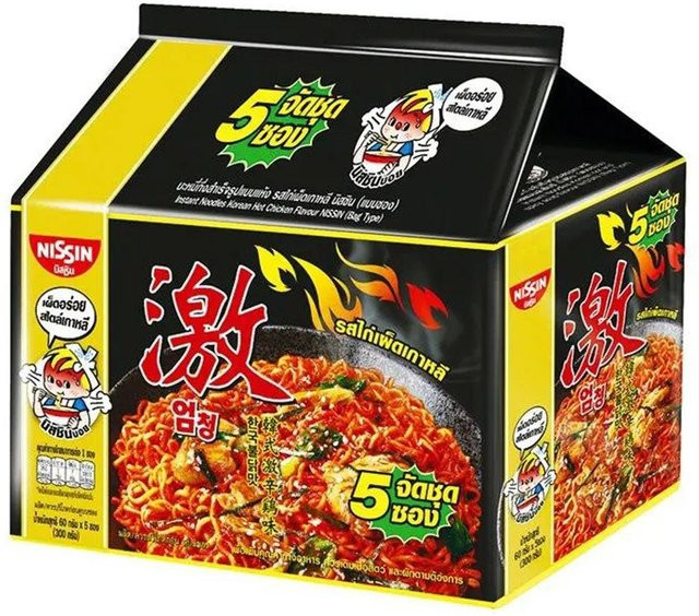 Nissin Instant Noodles Premium koreanischer Hot-Chili-Hähnchengeschmack 5 x 60 g - Bild 1