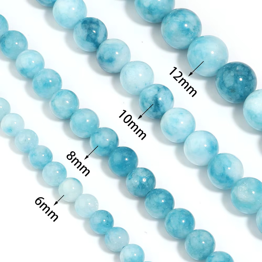 Larimar Naturstein Perlen, Blau, Runde Spacer Perlen, Unisex - Bild 2