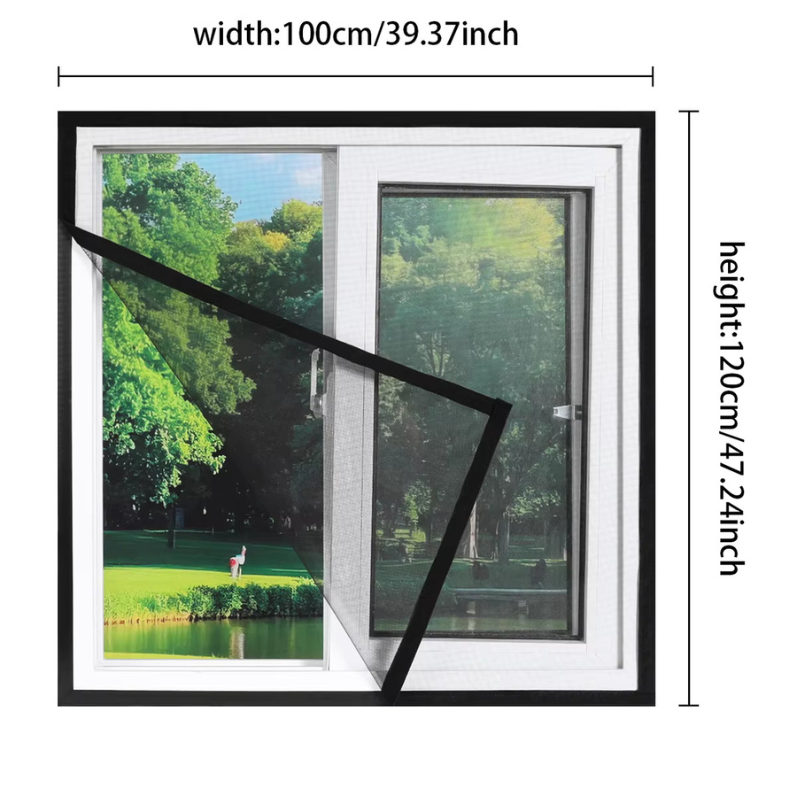 TranquilTouch Anti-Moskitonetz als Ersatz für Fenstergitter mit Reißverschluss, atmungsaktiver Netzvorhang mit selbstklebendem Klettverschluss, Schwarz - Bild 2