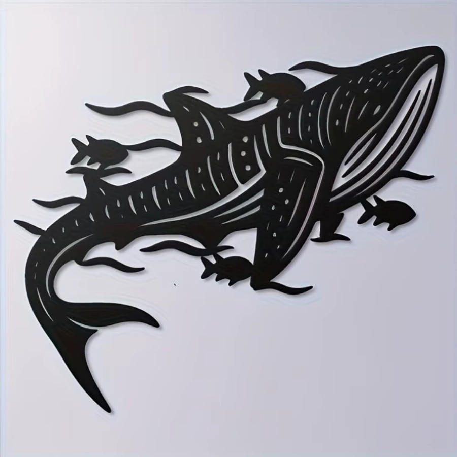 CIFBUY Walhai Metall-Wandkunst in Schwarz für maritime Ozean-Dekoration - Bild 2