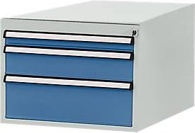 Manuflex Gehäuse-Unterbau PROFI mit 3 Schubfächern, grau/blau, für Werkbanktiefe 700 mm, Nutzhöhe: 300 mm - Bild 2