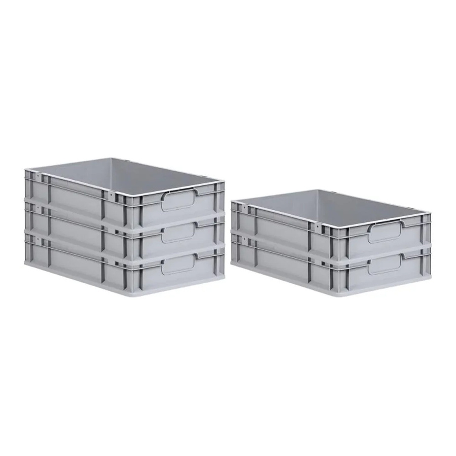 PROREGAL Spar Set 5x Eurobox Nextgen Economy Transportboxen mit Griffen, Grau, H x B x T: 12 x 40 x 60 cm, 23 Liter - Bild 2