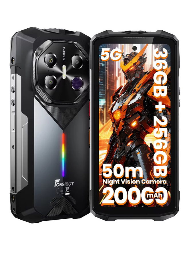 Fossibot F113 Robustes Smartphone in Schwarz mit 256 GB Speicher, 36 GB RAM, 5G, 6,78 Zoll 120 Hz Display, 20000 mAh Akku, Android 15, 64 MP Kamera, IP68 und NFC - Bild 6