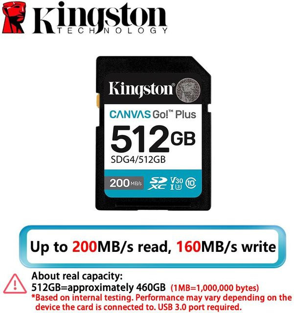 Kingston SDXC Speicherkarte 128GB mit bis zu 200MB/s, A2 V30 C10 für DSLRs und spiegellose Kameras zur 4K-Videoaufnahme, Schwarz - Bild 1