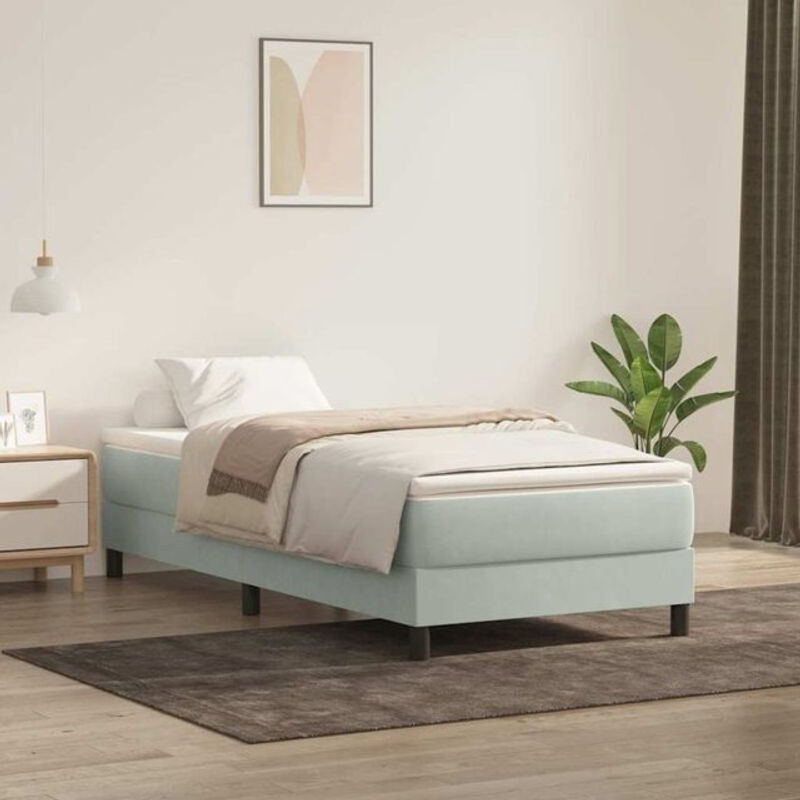 vidaxl Boxspringbett mit Matratze in Grau aus Samt, B/T/H: 80 x 210 x 25 cm - Bild 1