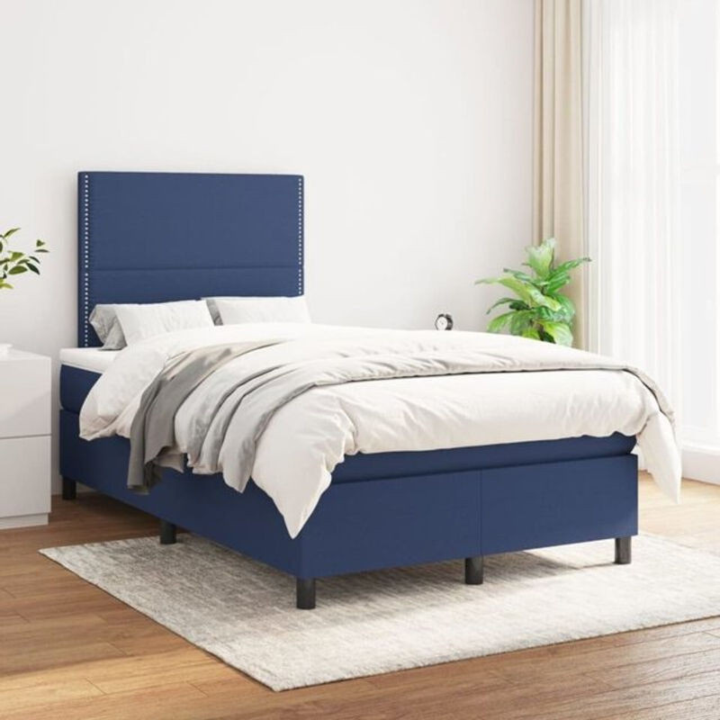 Vidaxl Boxspringbett mit Matratze in Blau aus Stoff, B/T/H: 200 x 120 x 118 cm - Bild 1