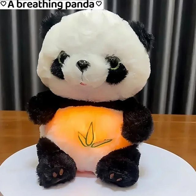 Topmix Atemender Panda Baby Beruhigendes Plüschtier, mit Musik und Licht, grau, ab 3 Jahren - Bild 1